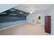 Upstairs bedroom with a celestial mural, ceiling fan, and access to a bathroom at 403 Pebblebrooke Ln, Canton, GA 30115
