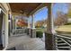 Inviting front porch with stone pillars and wooden flooring at 403 Pebblebrooke Ln, Canton, GA 30115