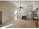 Spacious living room with high ceilings, fireplace, and hardwood floors at 403 Pebblebrooke Ln, Canton, GA 30115