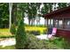 Relaxing patio with pink chair and view of the mountains at 1625 Brushy Mountain Rd, Rockmart, GA 30153
