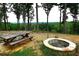Picnic table and fire pit with scenic mountain views at 1625 Brushy Mountain Rd, Rockmart, GA 30153