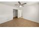 Bedroom with tile floors, ceiling fan, and closet at 741 Prince Ave, Marietta, GA 30062