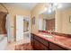 Bathroom with granite vanity, tiled shower, and tub at 3135 Juhan Rd, Stone Mountain, GA 30087