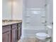 Bathroom with granite countertop, double vanity, and bathtub at 6206 Ripple Way # 89, South Fulton, GA 30349