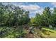 Expansive backyard with a lush garden and trees at 4069 High Country Dr, Douglasville, GA 30135