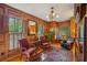 Cozy library with wood paneling, built-in shelving, and comfortable seating at 245 Galsworthy Ct, Roswell, GA 30075