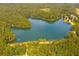 Aerial view of a serene lake surrounded by trees at 6000 Stallion Rdg, Douglasville, GA 30135