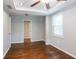 Large bedroom with hardwood floors and ceiling fan at 2836 Harlan Dr, Atlanta, GA 30344