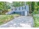 Charming blue house with a gravel driveway and a partially visible garage at 2836 Harlan Dr, Atlanta, GA 30344