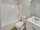Bathroom with shower/tub combo, toilet, and vanity at 9105 Sterling Lakes Cir, Covington, GA 30014