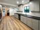 Modern kitchen with gray cabinets and quartz countertops at 3624 Nessa Se Ct, Smyrna, GA 30082