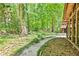 Stone pathway meandering through a lush, wooded backyard at 5005 Jones Rd, Fairburn, GA 30213