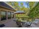 Deck with seating area and umbrella, overlooking wooded area at 2262 Meadowvale Ne Dr, Atlanta, GA 30345