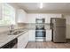 Kitchen with white shaker cabinets, granite countertops, and stainless steel appliances at 280 Green Commons Dr, Covington, GA 30016