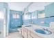 Retro bathroom with double vanity and shower/tub combo at 3664 Broadview Ct, Decatur, GA 30032