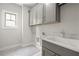 Laundry room with gray cabinets, white countertop, and built-in storage at 4085 Longleaf Ln, Tucker, GA 30084