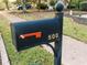 Black mailbox with the number 500 on a post at 500 Chestnut Walk, Canton, GA 30114