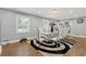 Elegant dining room with hardwood floors and stylish chandelier at 3636 Evans Rd, Atlanta, GA 30340
