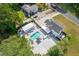 Aerial view of house with pool, detached garage, and large backyard at 3636 Evans Rd, Atlanta, GA 30340