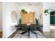Elegant dining area with dark wood table and metal chairs at 360 Chambers St # 151, Woodstock, GA 30188
