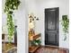 Stylish entryway with console table, hanging plants, and dark door at 360 Chambers St # 151, Woodstock, GA 30188