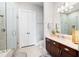 Bathroom with double vanity and a walk-in shower at 360 Chambers St # 151, Woodstock, GA 30188