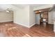 Open concept kitchen with stainless steel appliances and wood cabinets at 1868 Longdale Dr, Decatur, GA 30032