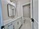 Modern bathroom with white vanity, quartz countertop and a shower/tub combo at 265 Briscoe Way # 4, Alpharetta, GA 30009