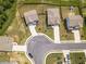 Aerial view of a residential neighborhood featuring houses with fenced yards at 6912 Oak Valley Dr, Douglasville, GA 30134