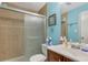 Clean bathroom with a shower/tub combo and updated vanity at 4693 Hairston Crossing Rd, Stone Mountain, GA 30083