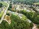Aerial view of a neighborhood featuring a luxury home with a pool and expansive backyard at 2635 Camp Branch Rd, Buford, GA 30519