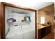 Convenient laundry closet with washer and dryer in unit at 840 Brandy Oaks Ln, Stone Mountain, GA 30088