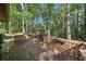 Backyard deck with lattice railing, surrounded by trees and greenery at 5051 Heather Se Rd, Smyrna, GA 30082