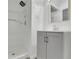 Basement bathroom with shower, vanity and mirror at 3126 Crestmont Nw Way, Kennesaw, GA 30152