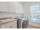 Laundry room with washer, dryer, cabinets, and sink at 1565 Mountain Shadow Trl, Stone Mountain, GA 30087