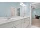 Double vanity bathroom with light-colored cabinets at 1565 Mountain Shadow Trl, Stone Mountain, GA 30087