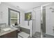 Modern bathroom with soaking tub, walk-in shower, and granite vanity at 1688 Richland Sw Rd, Atlanta, GA 30311