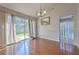 Dining area with hardwood floors and sliding glass doors at 4650 Heather Ct, Union City, GA 30291