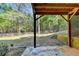 Covered patio overlooking a wooded backyard at 1984 Buford Dam Rd, Buford, GA 30518