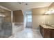 Spa-like bathroom with a soaking tub and walk-in shower at 2505 Westchester Way, Conyers, GA 30013