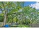 Spacious backyard with a trampoline, tall trees, and privacy fence at 287 Church St, Dacula, GA 30019