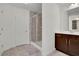 Modern bathroom with a large shower and double vanity at 5820 Keystone Pt, Lithonia, GA 30058