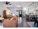 Open concept living area showcasing a kitchen and living room with hardwood floors at 4619 Spring St, Acworth, GA 30101