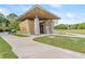 Modern park restroom facility with wood and stone at 2536 Skyland Ne Dr, Atlanta, GA 30319