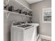 Well-organized laundry room featuring modern appliances, built-in shelves and storage at 1085 Queensgate Se Dr, Smyrna, GA 30082