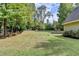 Large fenced backyard with playset and mature trees at 1720 Mountainside Dr, Cumming, GA 30040