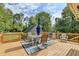 Spacious deck with outdoor furniture, umbrella, and a view of the backyard at 1720 Mountainside Dr, Cumming, GA 30040