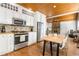 Eat-in kitchen with stainless steel appliances and wood floors at 1880 Vesta Ave, Atlanta, GA 30337