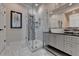 Modern bathroom with a floating vanity and glass shower at 6308 Woodlake Dr, Buford, GA 30518