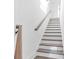 Modern staircase with dark wood accents and white risers at 1958 Dillon Dr, Lithonia, GA 30058